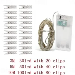 Photo Clip String Lights 3M LED Fairy Lights Outdoor Wedding Decoration Battery Operated Christmas Patio Wedding Decoration Party Home