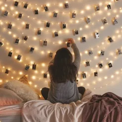 Photo Clip String Lights 10M with 100 Clips LED Fairy Lights for Dorm Party Garland Christmas Decoration Party Wedding Christmas String Lights