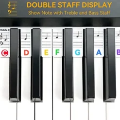 Piano Notes Guide For Beginner Removable Piano Keyboard Note Labels For Learning 88-Key Full Size Made Of Silicone No Need Stickers Reusable For Kids Student