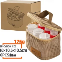 6-Piece Set Travel Spice Kit Spice Containers for Camping Portable Spice Kit Camping Salt Pepper Shakers Camping Spice Containers Seasoning Storage with Bag for Home Kitchen Camping BBQ Traveling