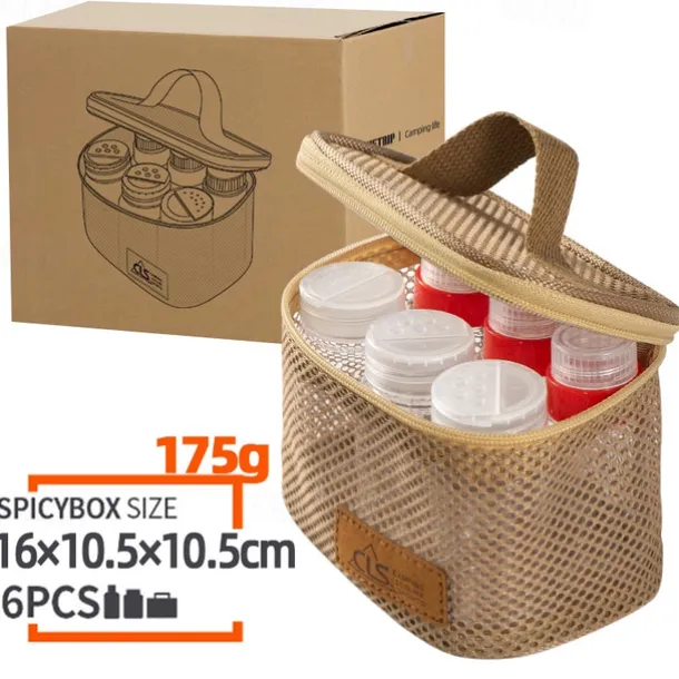 6-Piece Set Travel Spice Kit Spice Containers for Camping Portable Spice Kit Camping Salt Pepper Shakers Camping Spice Containers Seasoning Storage with Bag for Home Kitchen Camping BBQ Traveling
