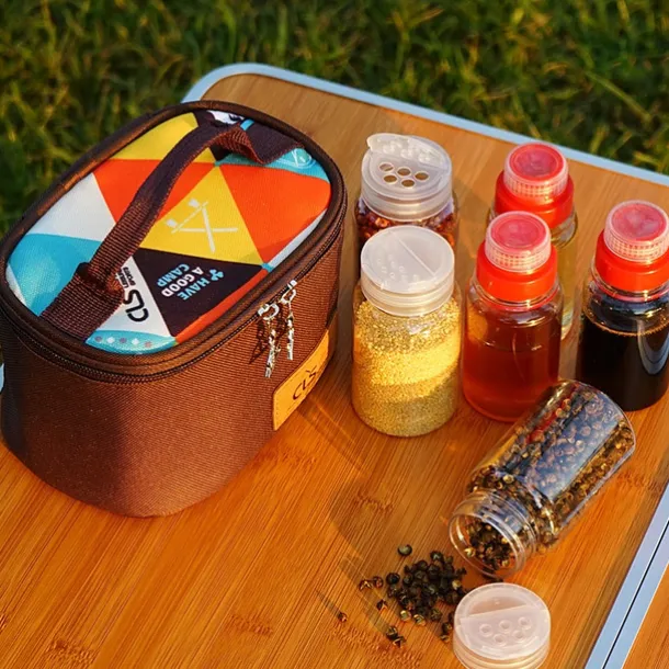 6-Piece Set Travel Spice Kit Spice Containers for Camping Portable Spice Kit Camping Salt Pepper Shakers Camping Spice Containers Seasoning Storage with Bag for Home Kitchen Camping BBQ Traveling