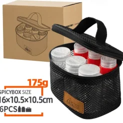 6-Piece Set Travel Spice Kit Spice Containers for Camping Portable Spice Kit Camping Salt Pepper Shakers Camping Spice Containers Seasoning Storage with Bag for Home Kitchen Camping BBQ Traveling