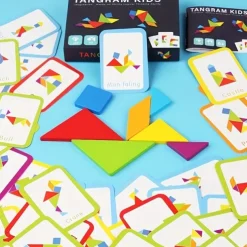 60-Piece Wooden Educational Jigsaw Puzzle Game for Kids Learning Geometry Mathematics and More - Perfect Halloween and Christmas Gift