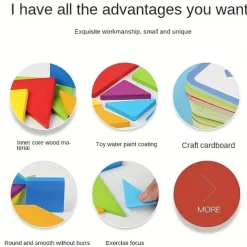 60-Piece Wooden Educational Jigsaw Puzzle Game for Kids Learning Geometry Mathematics and More - Perfect Halloween and Christmas Gift