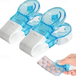 Pill Crusher, Medicine Separator, 2-in-1 Multi-functional Medicine Container, Pill Cutting Box, Medicine Grinding Box, Pill Dispenser, Portable Pocket Pill Box