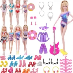 Pink Doll Clothes and Accessories,30cm Doll Clothing Accessories 40-Piece Set Combination Accessories Swimsuit Swimsuit Little Girl Children'S Toy Accessories（Doll not included）