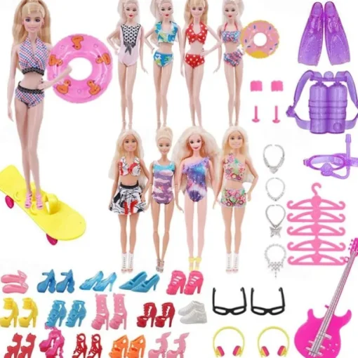 Pink Doll Clothes and Accessories,30cm Doll Clothing Accessories 40-Piece Set Combination Accessories Swimsuit Swimsuit Little Girl Children'S Toy Accessories（Doll not included）