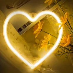 Pink Heart Neon Sign LED Light Battery Operated / USB Powered Table and Wall Decor Lamp for Dorm Girl's Room Mothers Day Valentine's Day Party Birthday Home Christmas Decoration