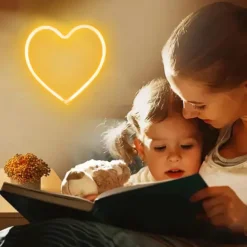 Pink Heart Neon Sign LED Light Battery Operated / USB Powered Table and Wall Decor Lamp for Dorm Girl's Room Mothers Day Valentine's Day Party Birthday Home Christmas Decoration