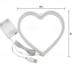 Pink Heart Neon Sign LED Light Battery Operated / USB Powered Table and Wall Decor Lamp for Dorm Girl's Room Mothers Day Valentine's Day Party Birthday Home Christmas Decoration