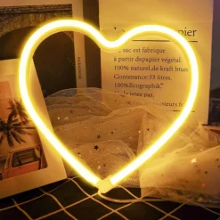 Pink Heart Neon Sign LED Light Battery Operated / USB Powered Table and Wall Decor Lamp for Dorm Girl's Room Mothers Day Valentine's Day Party Birthday Home Christmas Decoration