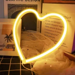 Pink Heart Neon Sign LED Light Battery Operated / USB Powered Table and Wall Decor Lamp for Dorm Girl's Room Mothers Day Valentine's Day Party Birthday Home Christmas Decoration