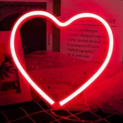 Pink Heart Neon Sign LED Light Battery Operated / USB Powered Table and Wall Decor Lamp for Dorm Girl's Room Mothers Day Valentine's Day Party Birthday Home Christmas Decoration