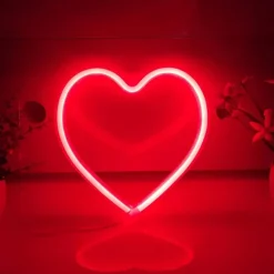 Pink Heart Neon Sign LED Light Battery Operated / USB Powered Table and Wall Decor Lamp for Dorm Girl's Room Mothers Day Valentine's Day Party Birthday Home Christmas Decoration