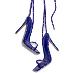 Pink Rhinestone Strappy Stiletto Heels for Women – Sparkling Detail, Perfect for Elegant Evening Wear and Parties.