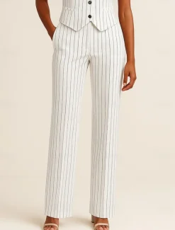 Pinstripe Pants Mother of the Bride Elegant Floor Length Ankle Length