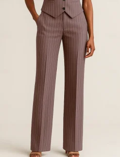 Pinstripe Pants Mother of the Bride Elegant Floor Length Ankle Length