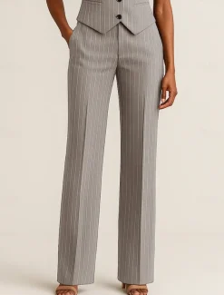 Pinstripe Pants Mother of the Bride Elegant Floor Length Ankle Length