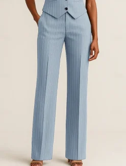 Pinstripe Pants Mother of the Bride Elegant Floor Length Ankle Length