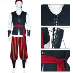 Pirate Halloween Cosplay Costume Cosplay Adults' Men's Carnival Masquerade Party Masquerade Easy Halloween Costumes Dress Up