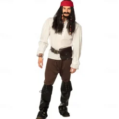 Pirate Jack Sparrow Style Wig with Beard Halloween Cosplay Party Wigs