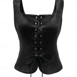 Pirate Viking Retro Vintage Medieval Renaissance Suede Vest Women's Costume Vintage Cosplay LARP Top Halloween