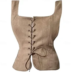 Pirate Viking Retro Vintage Medieval Renaissance Suede Vest Women's Costume Vintage Cosplay LARP Top Halloween