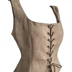 Pirate Viking Retro Vintage Medieval Renaissance Suede Vest Women's Costume Vintage Cosplay LARP Top Halloween