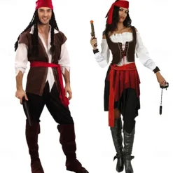 Pirates of the Caribbean Pirates of the Caribbean Outfits Costume Cosplay Costume Party Movie Cosplay for Couple's Men's Women's Adults' Masquerade