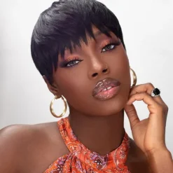 Pixie Cut perruque cheveux humain Full Machine Made Human Hair Pre Plucked Wig Short Bob Cheap Human Hair Wigs