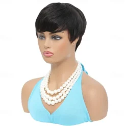 Pixie Cut perruque cheveux humain Full Machine Made Human Hair Pre Plucked Wig Short Bob Cheap Human Hair Wigs