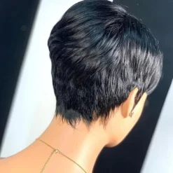 Pixie Cut Wig Human Hair Wigs For Black Women Short Layered Pixie Cut Wigs Full Machine Made Wigs Brazilian Virgin Human Hair Wigs For Women Glueless Wigs Natural Black Color