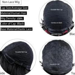 Pixie Cut Wig Human Hair Wigs For Black Women Short Layered Pixie Cut Wigs Full Machine Made Wigs Brazilian Virgin Human Hair Wigs For Women Glueless Wigs Natural Black Color