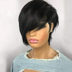 Pixie Cut Wigs with Bangs Short Bob Wig Human Hair for Black Women Pixie Cut Short Wigs No Lace Front Wigs Glueless Full Machine Made Wig