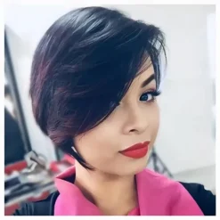 Pixie Cut Wigs with Bangs Short Bob Wig Human Hair for Black Women Pixie Cut Short Wigs No Lace Front Wigs Glueless Full Machine Made Wig