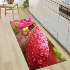 Plant Floral Area Rug Kitchen Mat Non-Slip Oil Proof Floor Mat Livingroom Rug Indoor Outdoor Mat Bedroom Decor Bathroom Mat Entrance Rug Door Mat