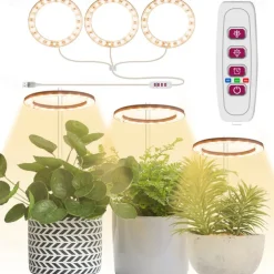 Plant Light Angel Ring Fleshy Fill light USB Colored Full Spectrum LED Bonsai Indoor Timed Dimming Growth Light is Suitable For Indoor Plants Potted Meat Fish Tank Plants 1PC