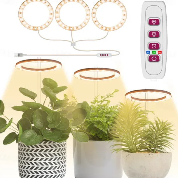 Plant Light Angel Ring Fleshy Fill light USB Colored Full Spectrum LED Bonsai Indoor Timed Dimming Growth Light is Suitable For Indoor Plants Potted Meat Fish Tank Plants 1PC