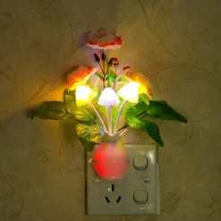 Plug in LED Night Light Auto Dusk to Dawn Sensor Energy Saving Lamp Dream Nightlight Valentines Rose Flower Mushroom Night Lights for Bedroom Bathroom Living Room Kitchen Hallway