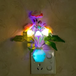Plug in LED Night Light Auto Dusk to Dawn Sensor Energy Saving Lamp Dream Nightlight Valentines Rose Flower Mushroom Night Lights for Bedroom Bathroom Living Room Kitchen Hallway