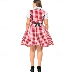Plus Size Oktoberfest Traditional German Beer Girl Costume Dirndl Blouse Trachtenkleider Apron 3PCS Munich Bavarian Costume