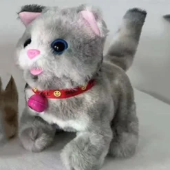Plush Cat Stuffed Animal Interactive Cat Robot Robotic Cat Barking Meow Kitten Touch Control Electronic Pet Robot Kitty Toy Animated Cat for Girl Baby Kid