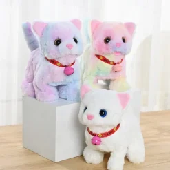 Plush Cat Stuffed Animal Interactive Cat Robot Robotic Cat Barking Meow Kitten Touch Control Electronic Pet Robot Kitty Toy Animated Cat for Girl Baby Kid