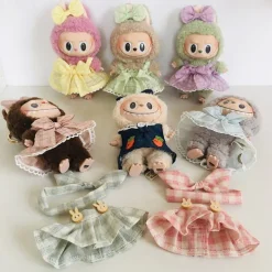 Plush Doll Clothes Cute Floral Bract Dress Doll Clothes for 7in/17cm Plush Labubu Kawaii Doll Accessories Toys Gifts for Girls(WITHOUT Doll)