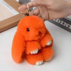 Plush Hanging Rabbit Pendant – Floppy Ear Bunny Keychain with Imitation Otter Fur, Mini Cute Rabbit Charm for Backpacks