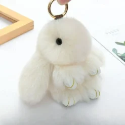 Plush Hanging Rabbit Pendant – Floppy Ear Bunny Keychain with Imitation Otter Fur, Mini Cute Rabbit Charm for Backpacks