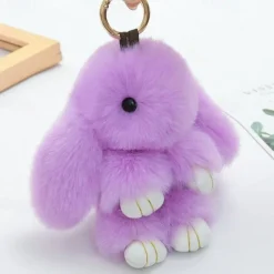 Plush Hanging Rabbit Pendant – Floppy Ear Bunny Keychain with Imitation Otter Fur, Mini Cute Rabbit Charm for Backpacks