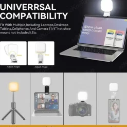 Pocket Fill Light Rechargeable Soft Selfie Light, Portable LED Phone Light Clip for Phone Camera Laptop, Makeup Conference Vlog