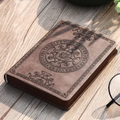 Pocket notepad portable retro pattern pu leather notebook diary notepad stationery gift